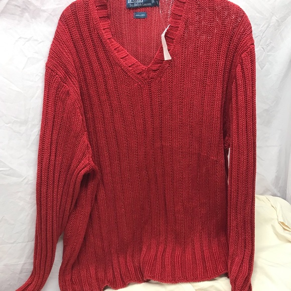 Polo Ralph Lauren Women V Neck Linen Sweater Size XXL Masi Red NWT - Picture 4 of 7